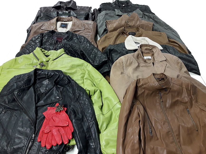 secondhand kožená bunda a kožené rukavice